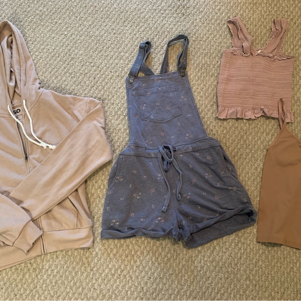Summer staples overalls Gap tank S LA Hearts Pac Sun tank tops shorts hoodie